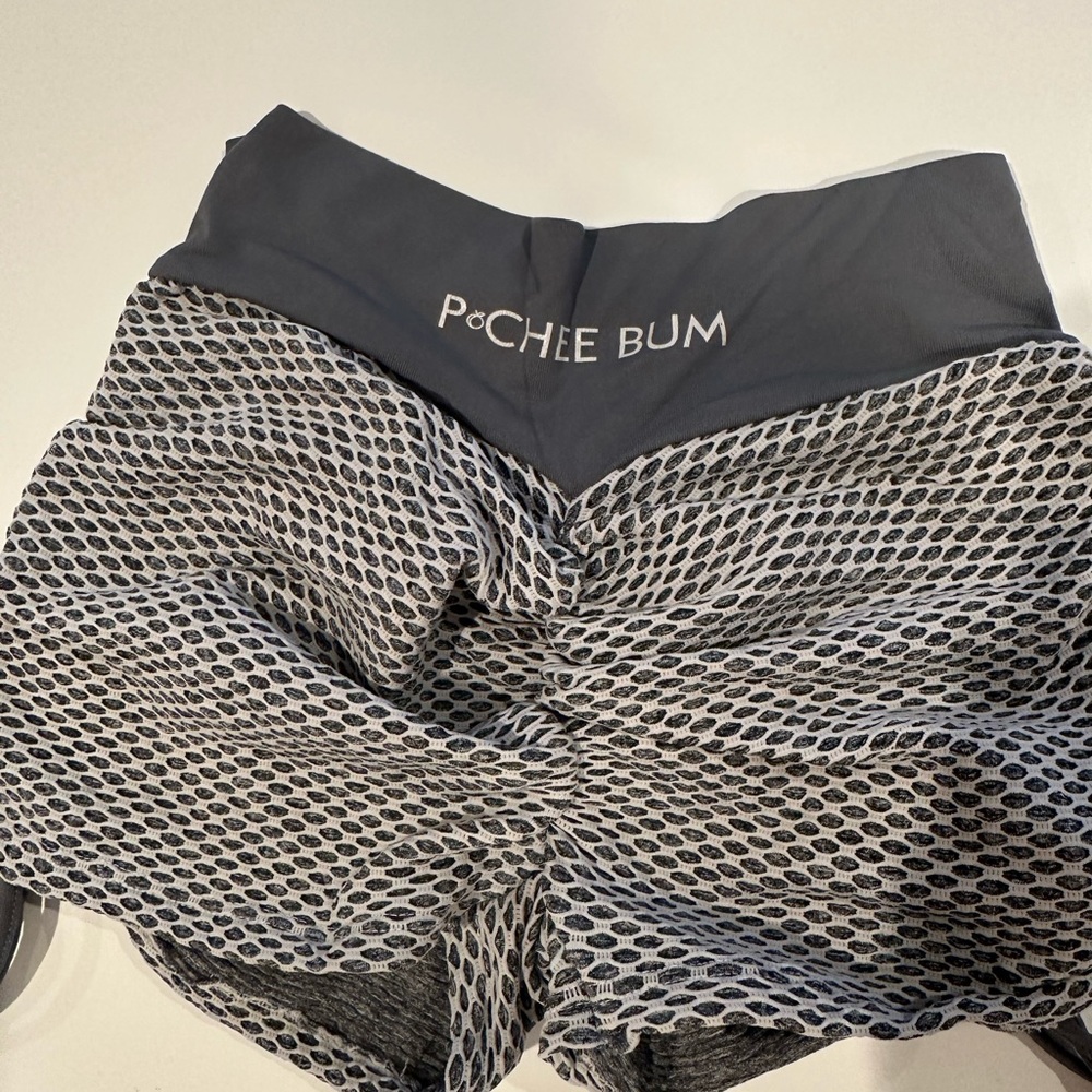 Gray Athletic Shorts with Geometric Pattern